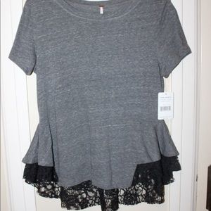 Free People Great and Black Lace Top